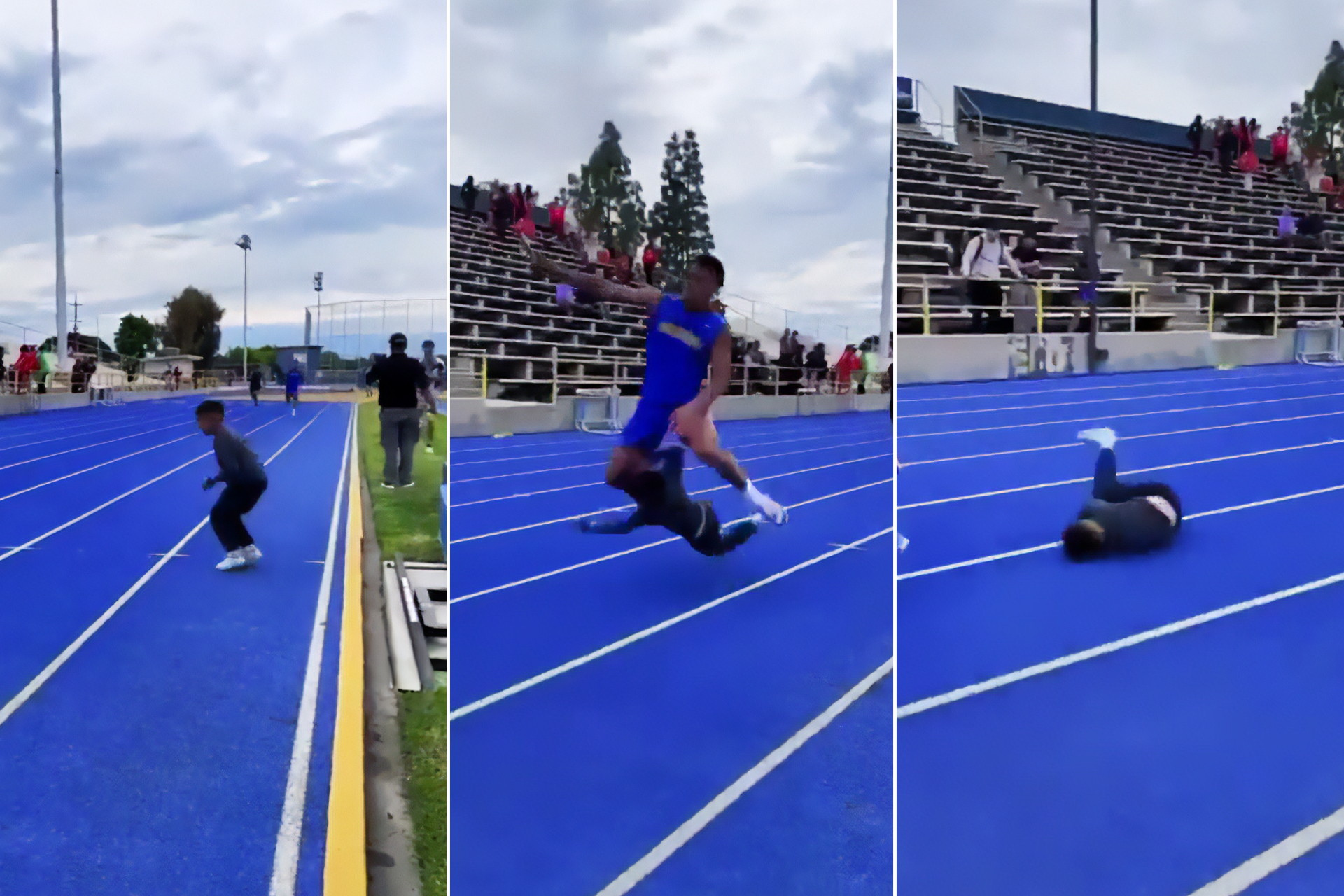 لحظة صعبة لعدّاء يصدم طفلا اقتحم مضمار الجري